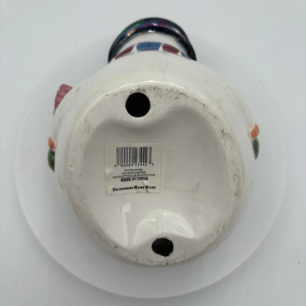 Ceramic Snowman Christmas Festive Candy Bowl Iridescent Glossy‎ Vintage